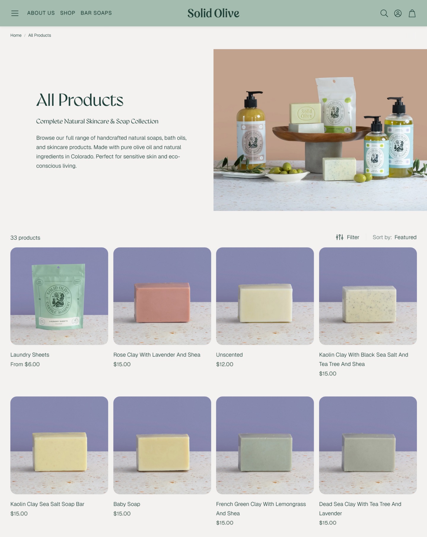 Solid Olive Soap Company website 2