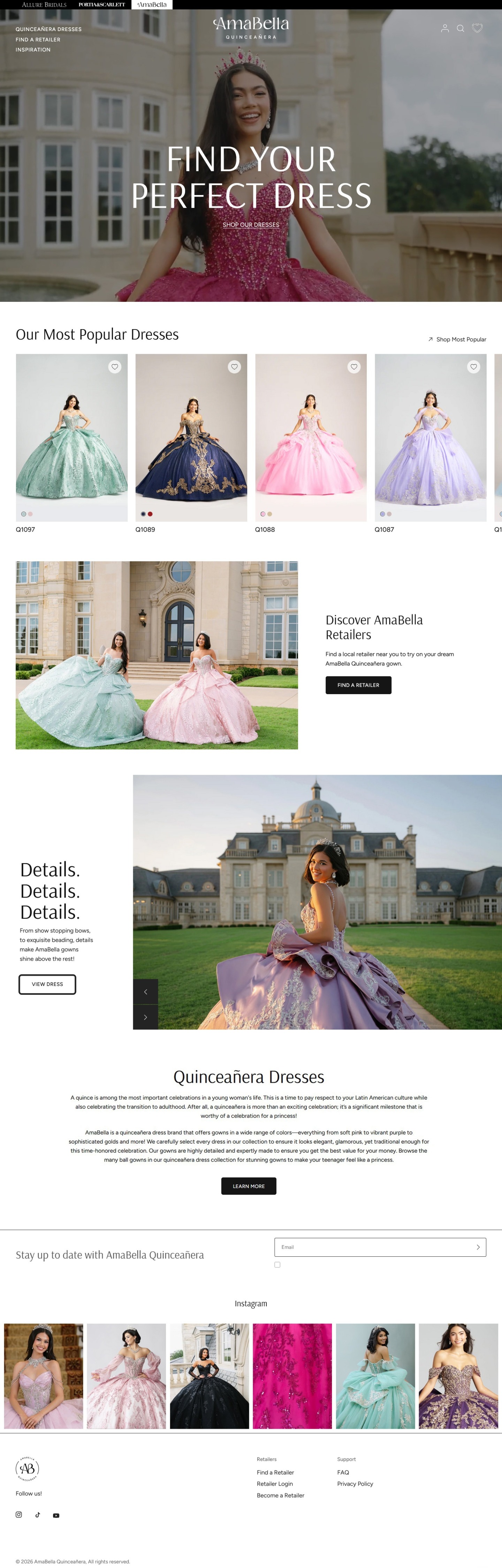 Quinceañera Dress Store Ama Bella Website